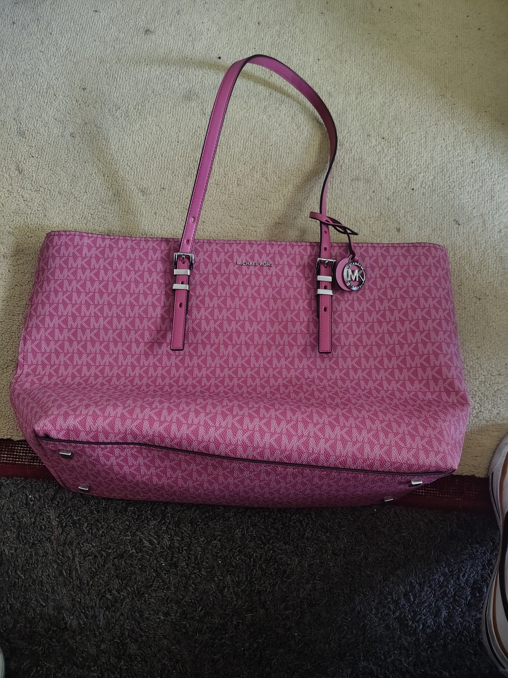 Michael Kors Pink Monogram Tote Bag - Picture 2 of 3